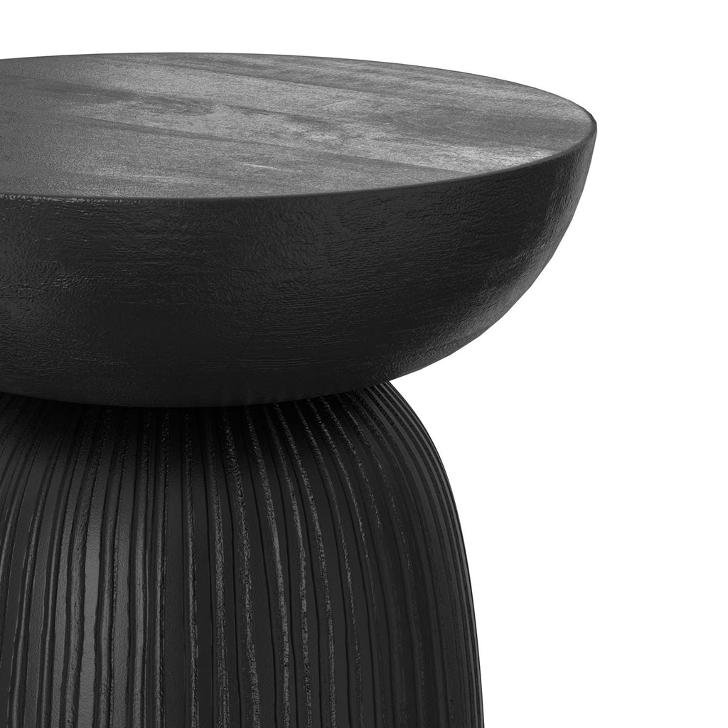 Black Mango Wood Accent Table with Vertical Line Design - Black