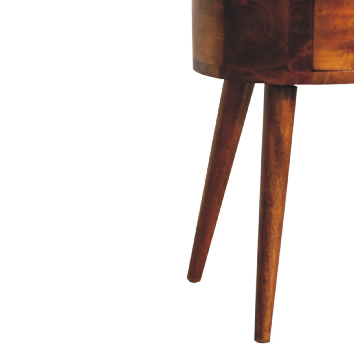 Solid Wood Mini Chestnut Nightstand with Rounded Design - 2 Drawers