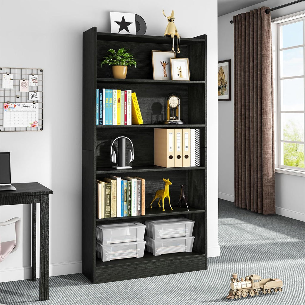 Library Bookshelf With Storage - Multiple Heights Available - White or Black