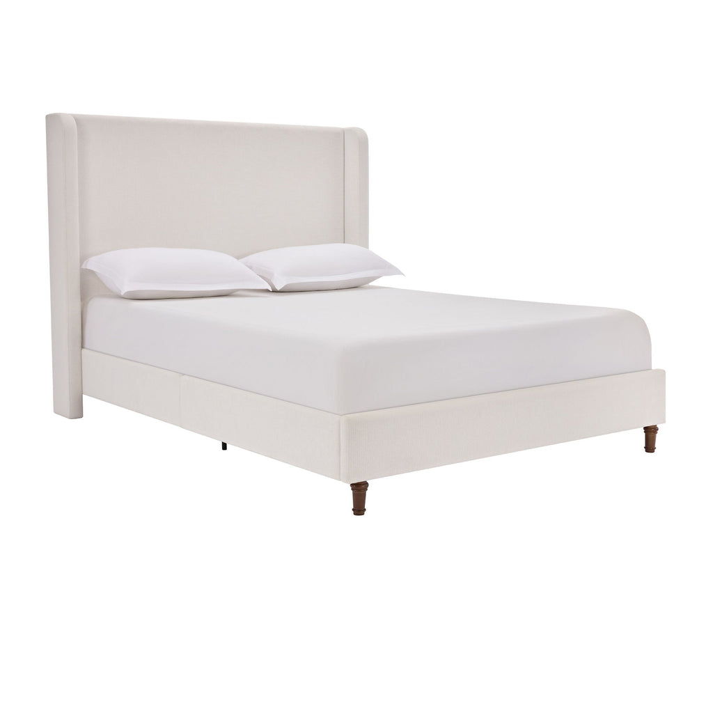 Tall Headboard Upholstered Bed with No Box Spring Needed - Cream