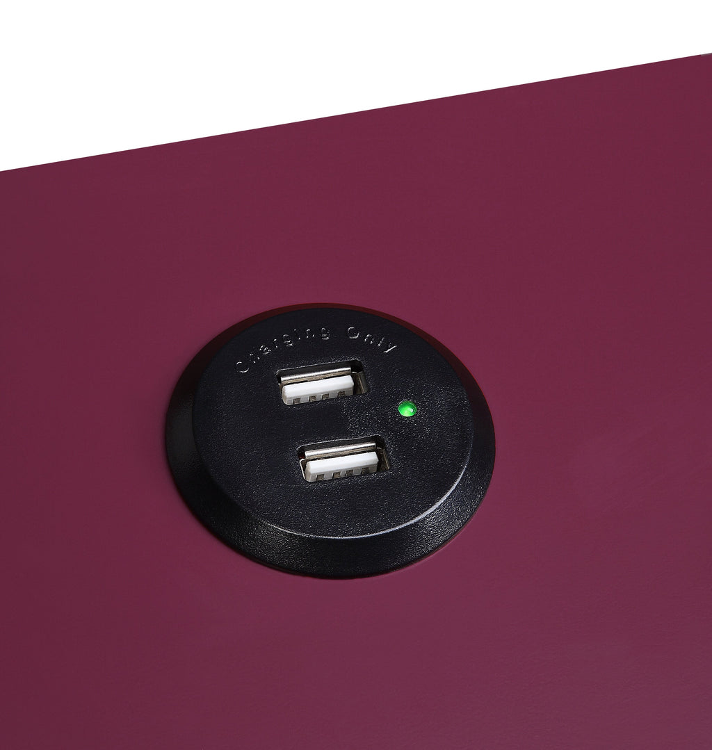 Fierce Accent Table with Built-in USB Port - Burgundy