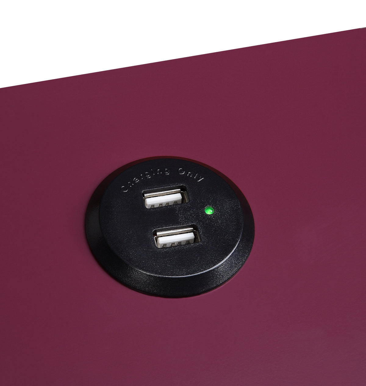 Fierce Accent Table with Built-in USB Port - Burgundy