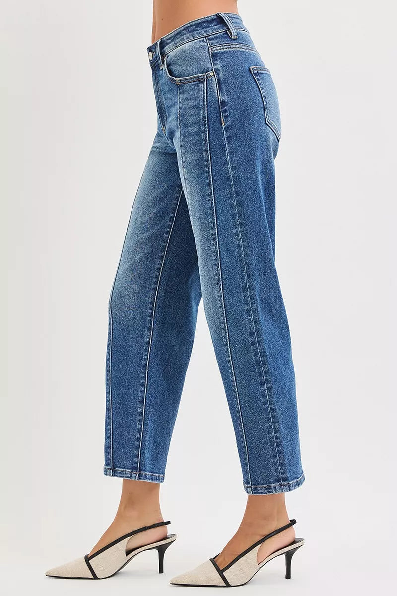 RISEN High Rise Crop Straight Jeans