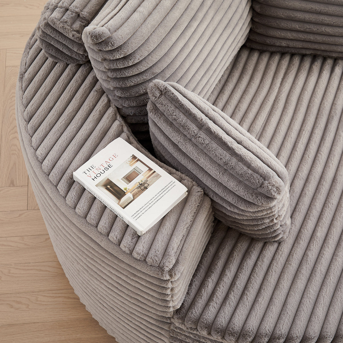 Corduroy Sponge Single Sofa with No Assembly Required - Grey