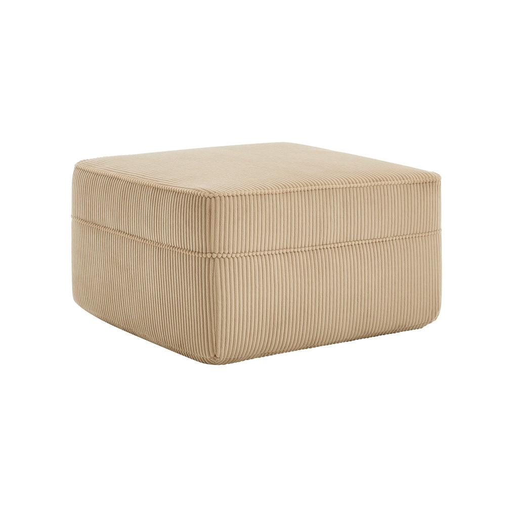 Corduroy Ottoman with High-Resilience Foam - Camel