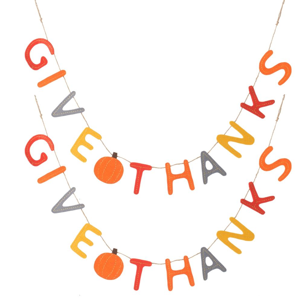 Length Colorful Give Thanks Banner Set of 2 - Orange Multi