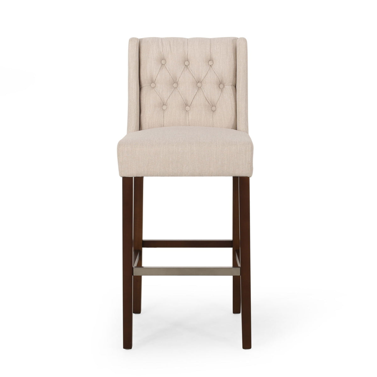 Upholstered Barstool with Button Tufted Wing Back - Multiple Colors