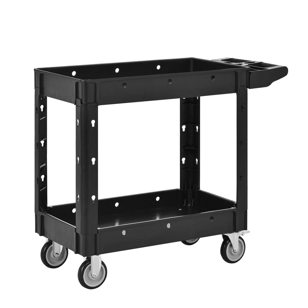 Two-Shelf Utility Cart with Wheels, 600 lbs Capacity - Polypropylene