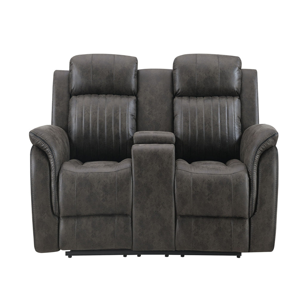 Steban Console Reclining Loveseat with Storage - Gray