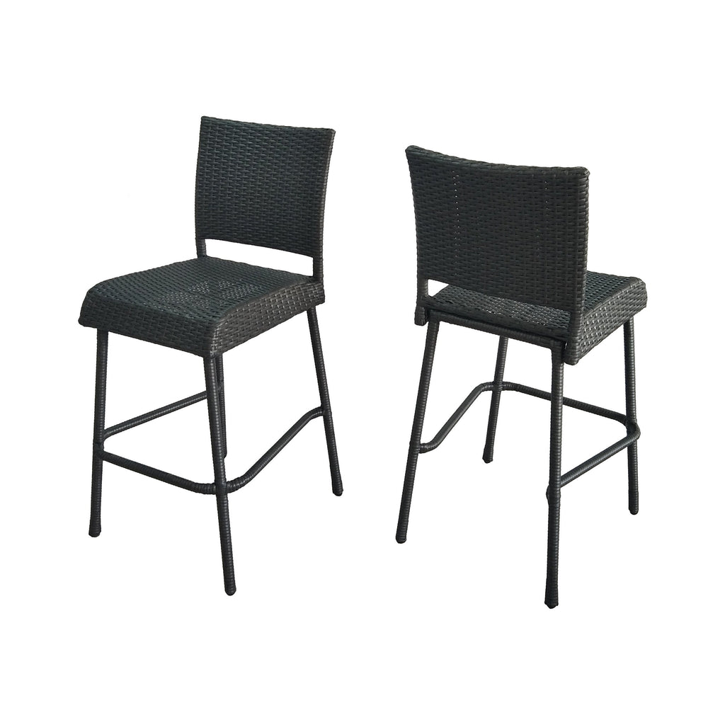 29" Outdoors PE Rattan Armless Barstools with Woven Finish - Grey