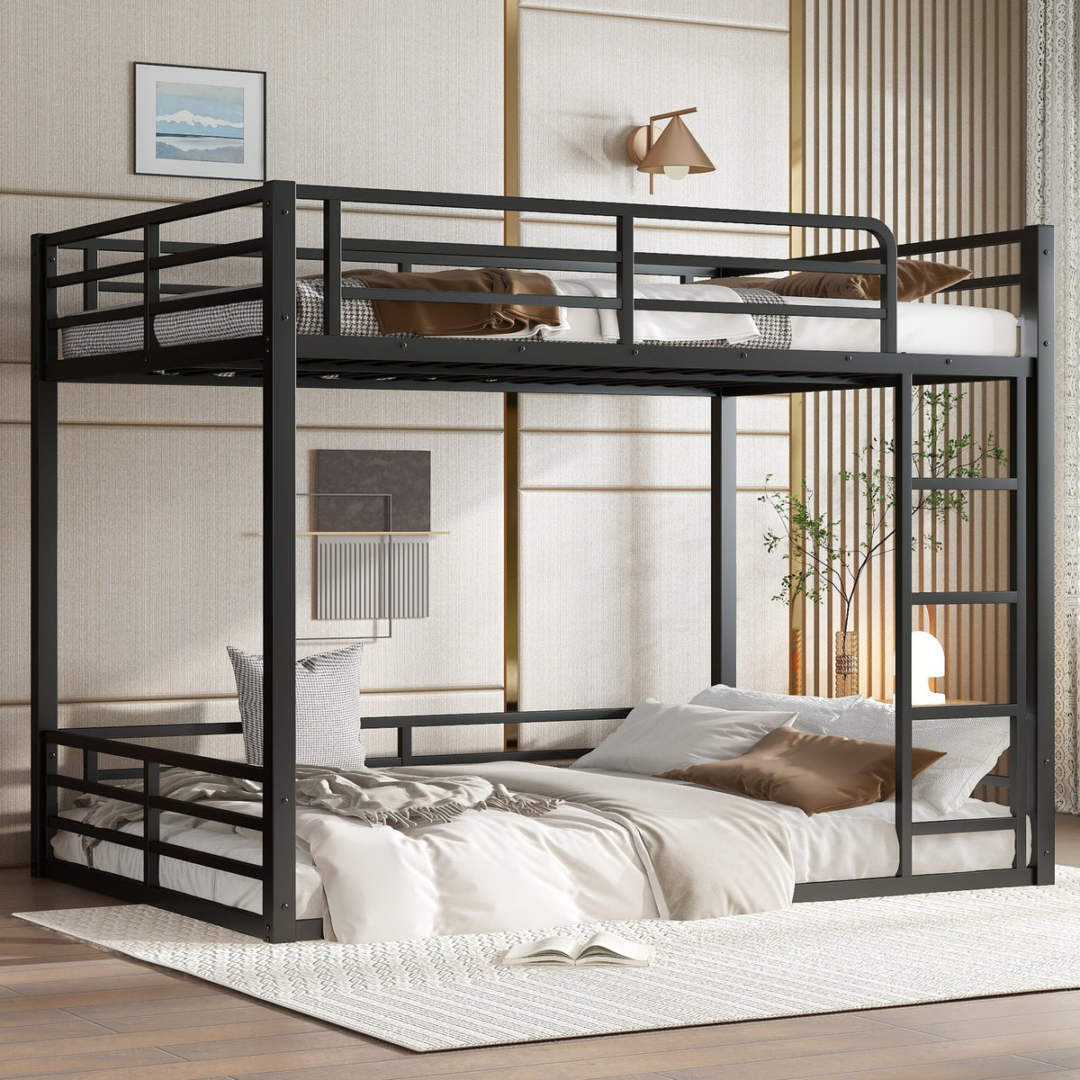 Metal Full XL Over Full XL Bunk Bed Frame