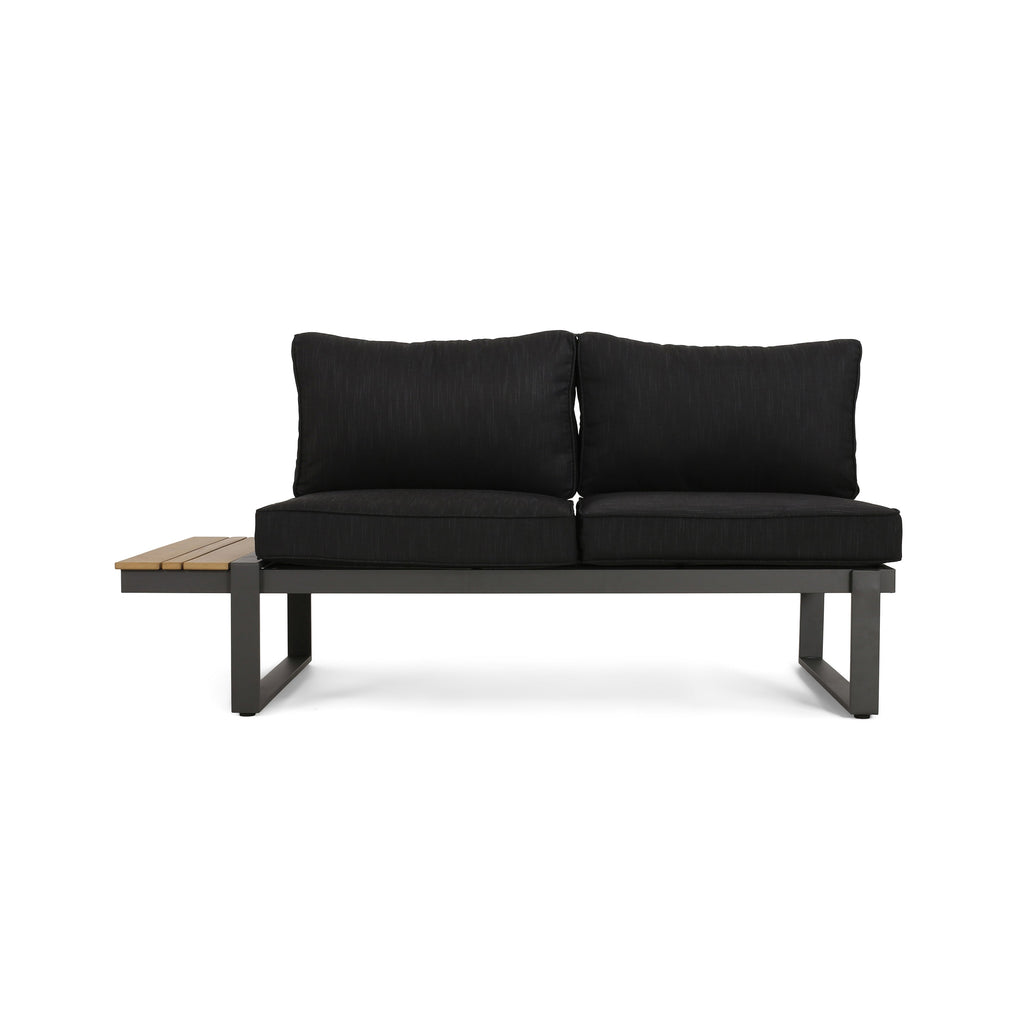 Sterling Left Arm Sofa Seater with Aluminum & Acacia Wood - Dark Gray