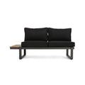 Sterling Left Arm Sofa Seater with Aluminum & Acacia Wood - Dark Gray