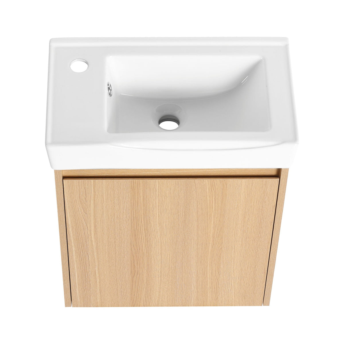 Modern Bathroom Vanity with Ceramic Basin and Storage Cabinet - Light Brown, Black, or White