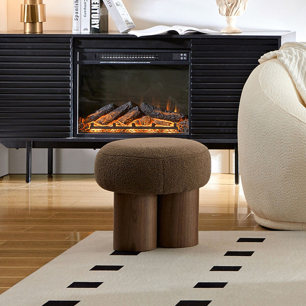 Versatile Mushroom Stool Ottoman with Cushion - Dark Brown, White, Beige