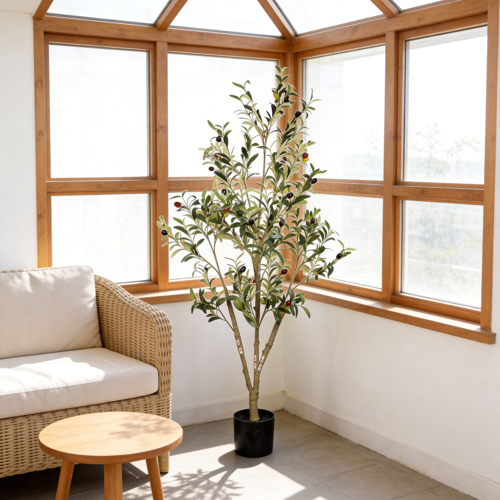 5' Artificial Olive Tree with Realistic Green Leaves - Green Leaves