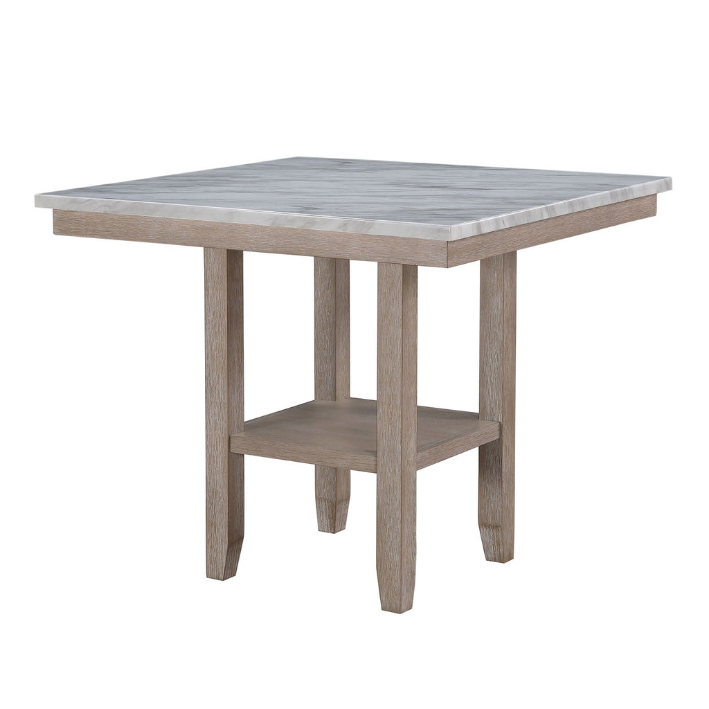 Natural Bar Table with Marble Finish - 42" Square