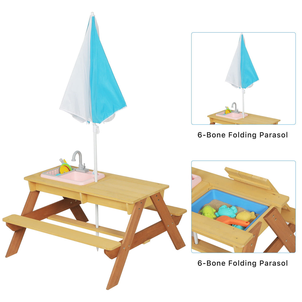 Kids Picnic Table with Sand and Water Table Conversion - Cedar Outdoor Table