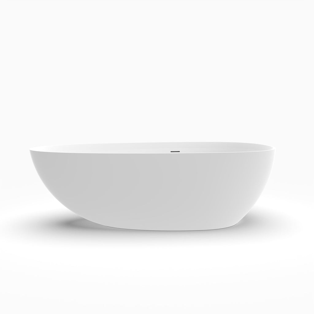 71 Inch Artificial Stone Freestanding Bathtub with Solid Surface - Matte White