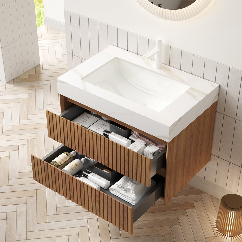 Tilley 30" Bathroom Vanity & Sink with Sintered Stone - Calacatta