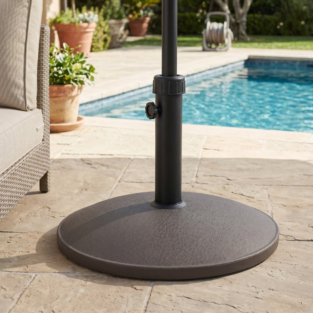 Brown Outdoor Umbrella Base with 35 lb Concrete Core – Stable & Weather Resistant