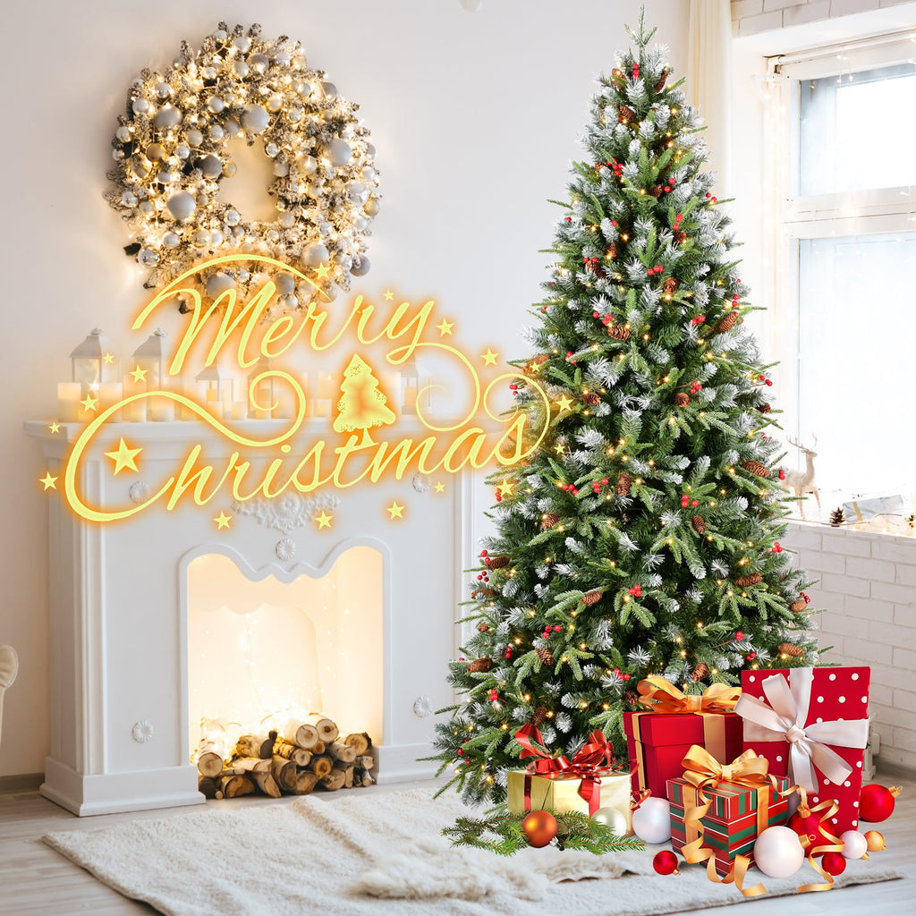 8FT Christmas Tree with 600 Warm Lights - PVC