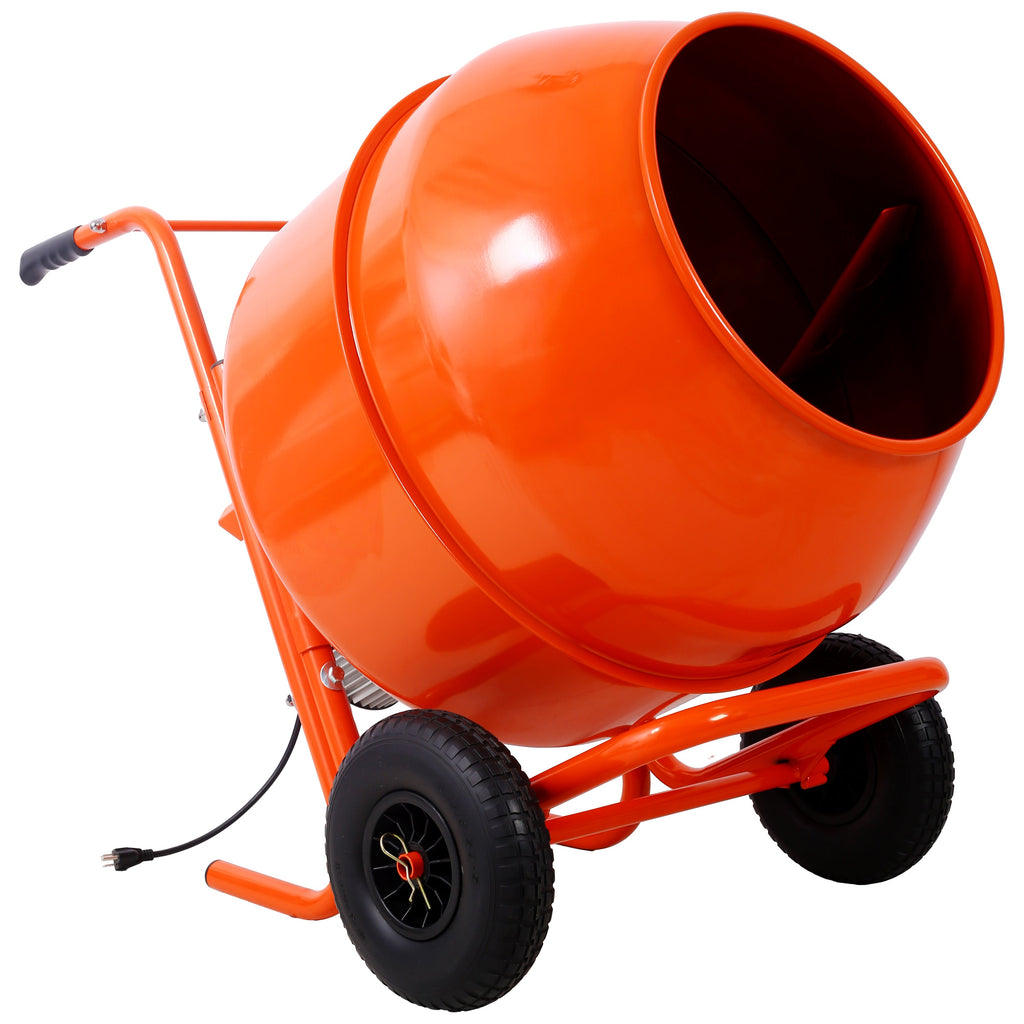 224L 8CUFT Portable Cement Mixer with Steel Drum - Grey