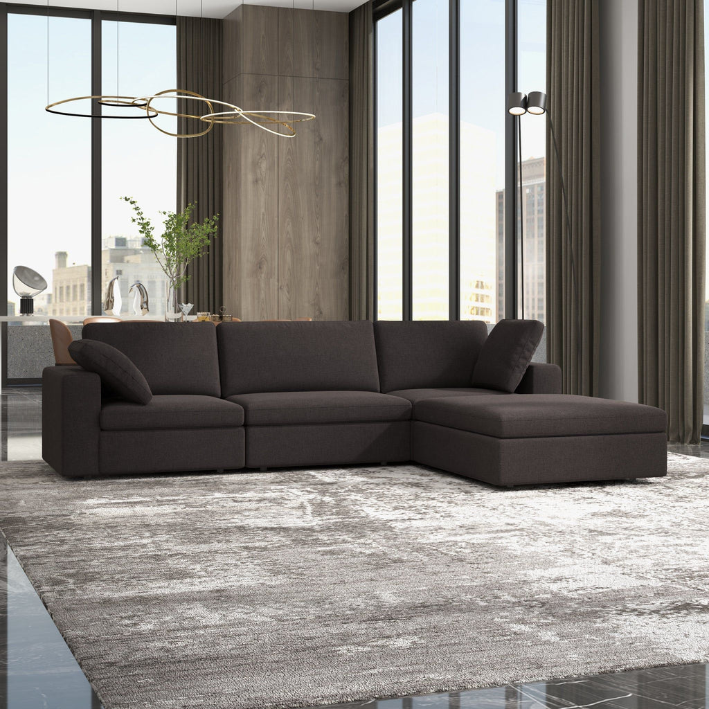 Dark Gray Modular Corner Sectional Sofa with Mid-Century Modern Design - Left Arm Facing