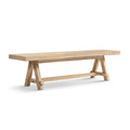 Natural Dining Bench with Pillar Base - Solid Reclaimed Elm