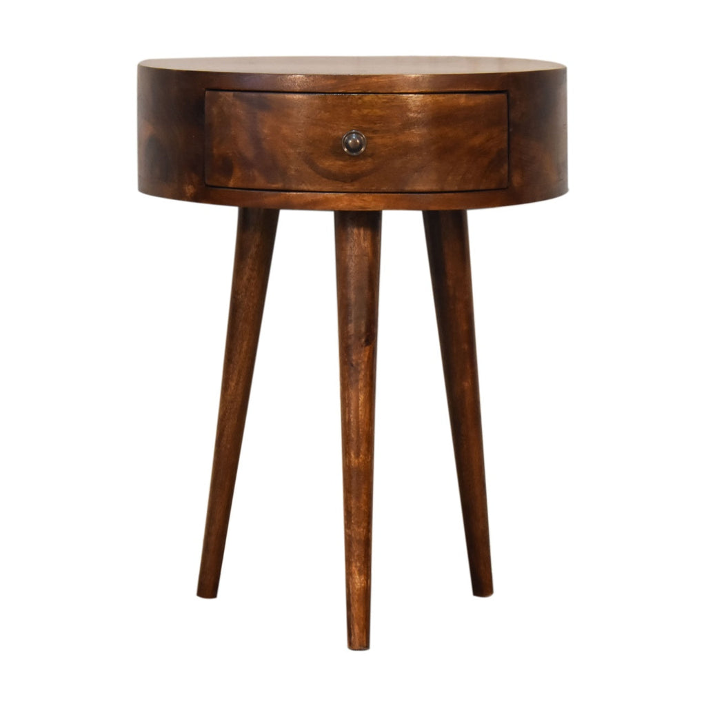 Solid Wood Semi Circle Nightstand with Nordic Legs - Chestnut