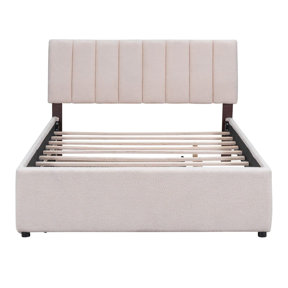 Upholstered Platform Bed With Trundle and LED Lights - Full or Queen
