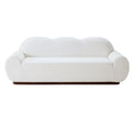88 Inch Round Arm Cloud Curved 3-Seater Modern Upholstered Chenille Sofa with Durable Base - Snow