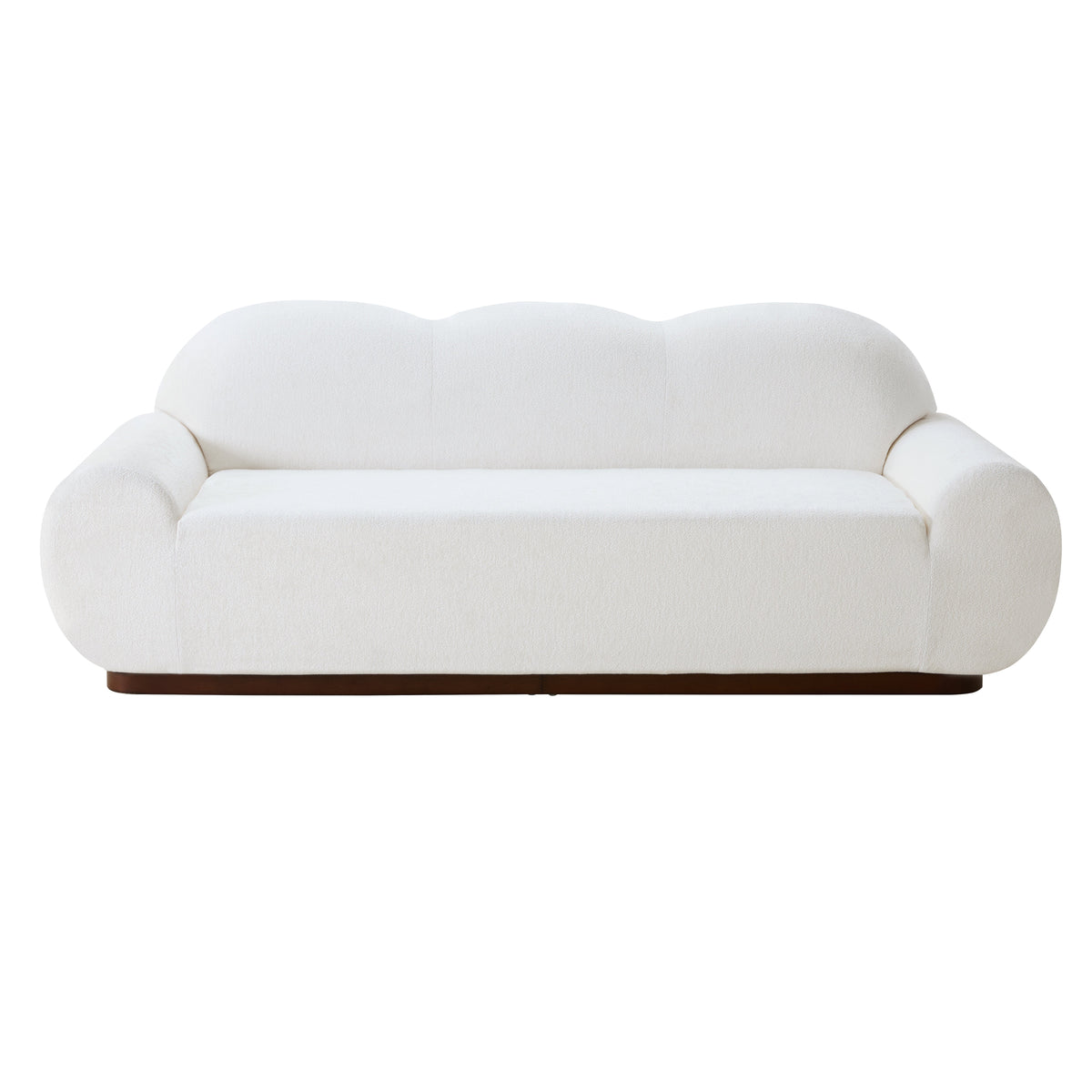 88 Inch Round Arm Cloud Curved 3-Seater Modern Upholstered Chenille Sofa with Durable Base - Snow