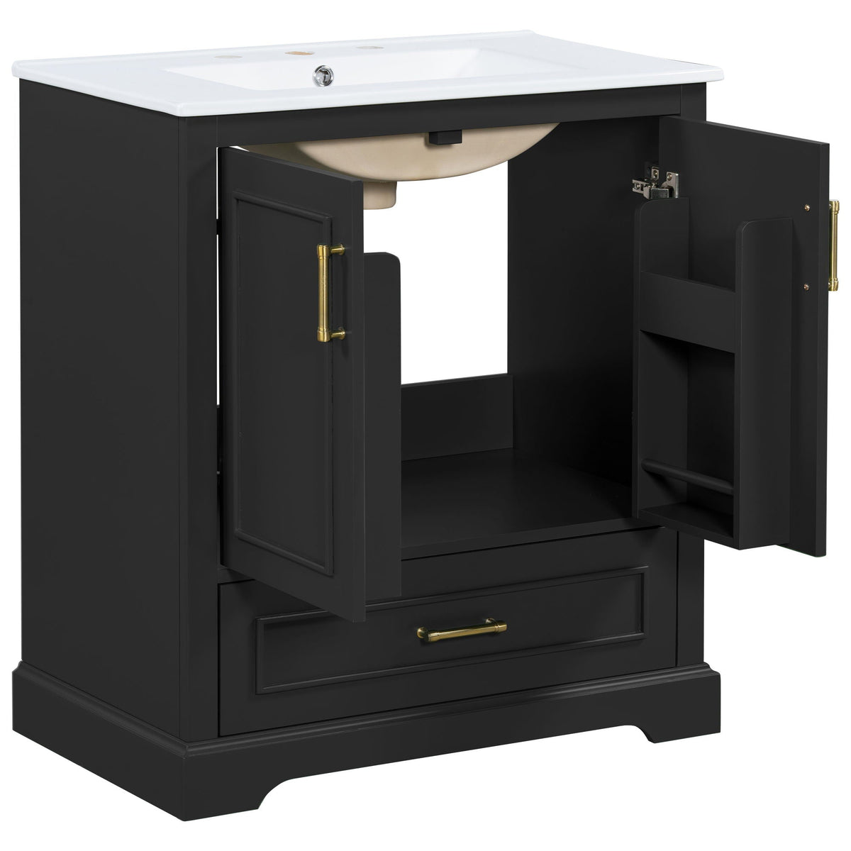 Bathroom Vanity with Sink and Soft Close Doors - White, Black, Green, or Gray