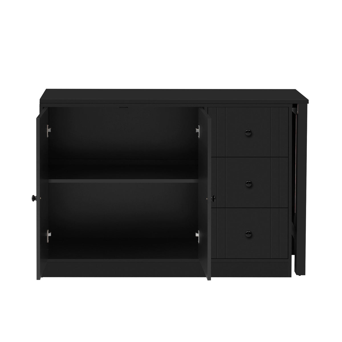 Wooden Sideboard with Extendable Table - Black, White, or Black+Natural