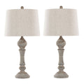 Farmhouse Poly Table Lamp Set with Spindle Base - Gray or White