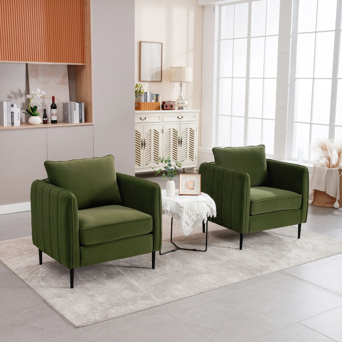 Accent Chair with Removable Pillow - Dark Green or Dark Red
