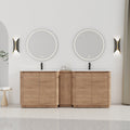 84'' Freestanding Bathroom Vanity with Ceramic Sink - Imitative Oak