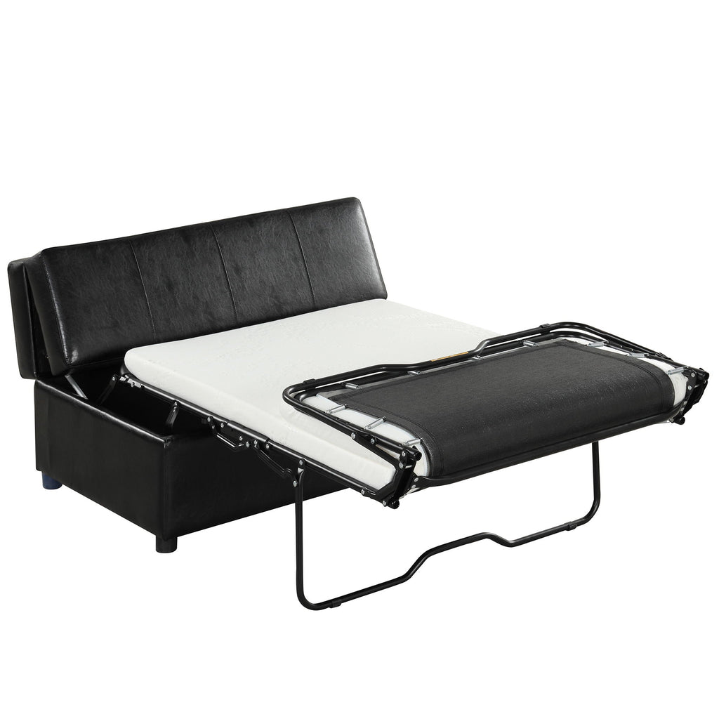 Twin Size Folding Ottoman Sleeper Bed with Mattress - Light Brown, Black, Dark Gray, White