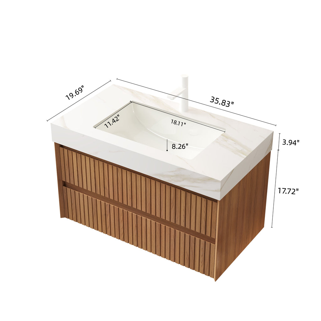 Tilley 30" Bathroom Vanity & Sink with Sintered Stone - Calacatta