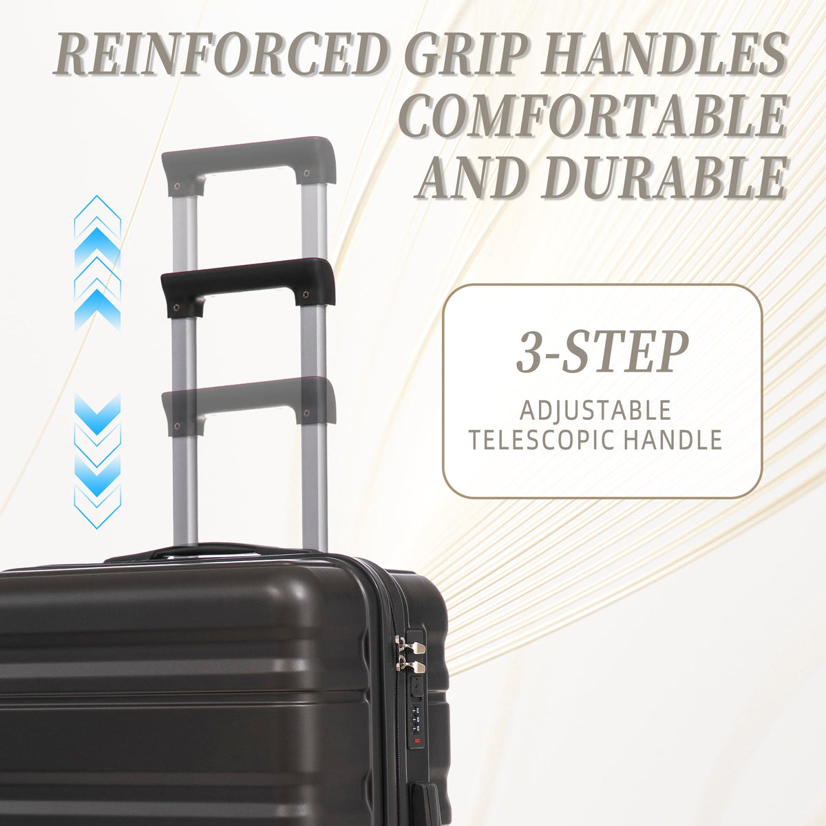 Durable ABS Hard Case Luggage Set with Combination Lock - Dark Gray