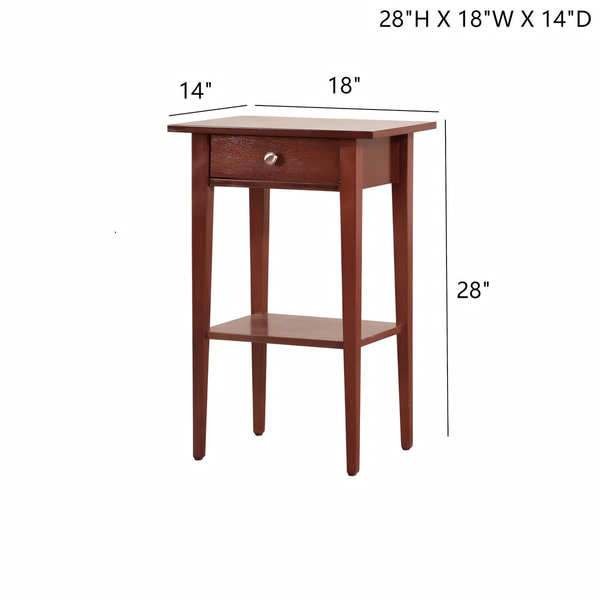 Wood Nightstand with Drawer and Shelf - Multiple Colors