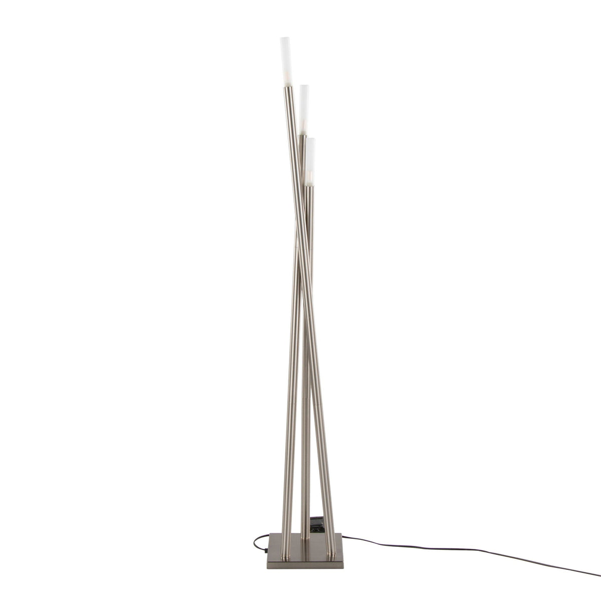 Contemporary Floor Lamp with Frosted Sconces - Nickel