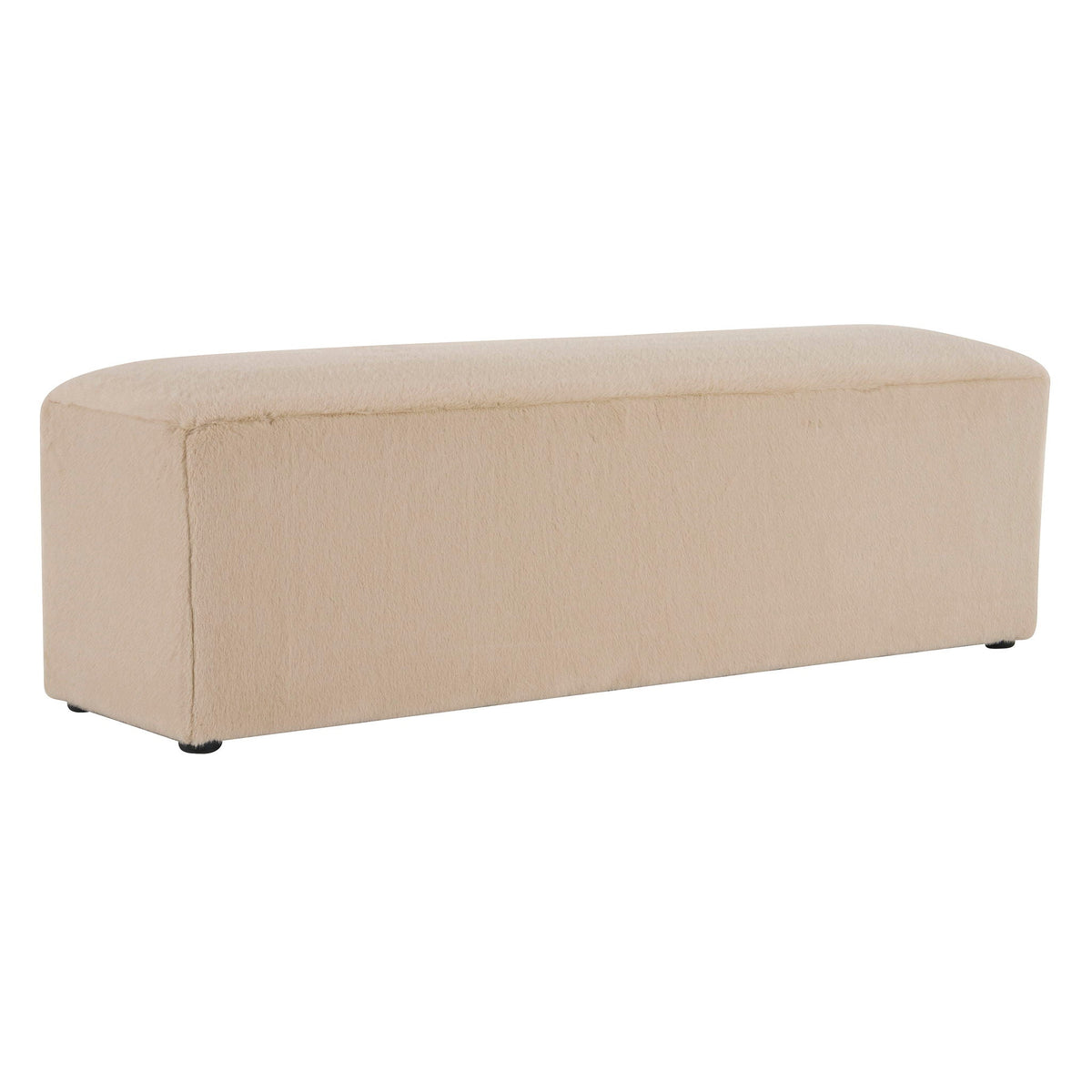 Long Plush Ottoman with Ergonomic Seat Height - Almond