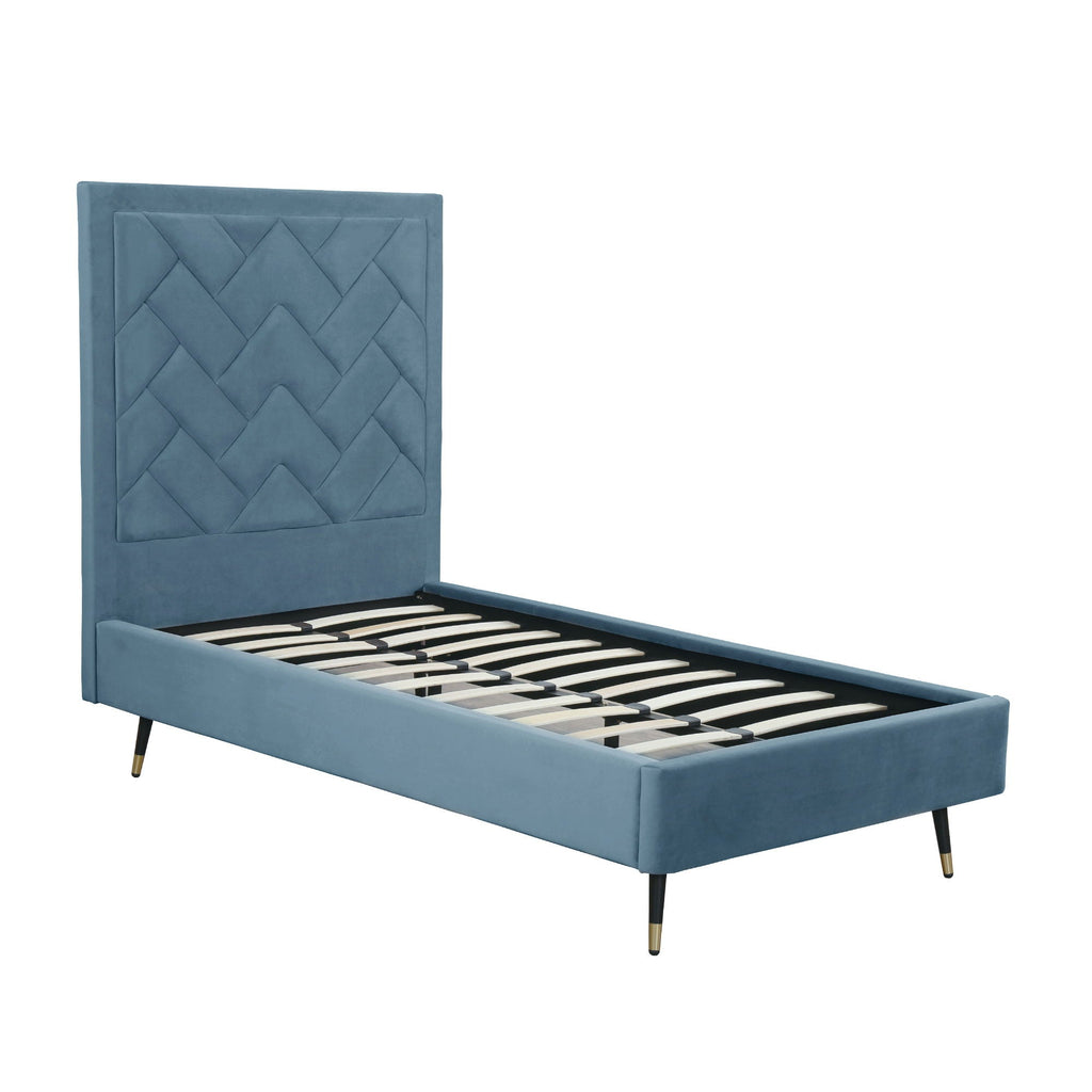 Upholstered Bed with Headboard and Slats - Multiple Colors
