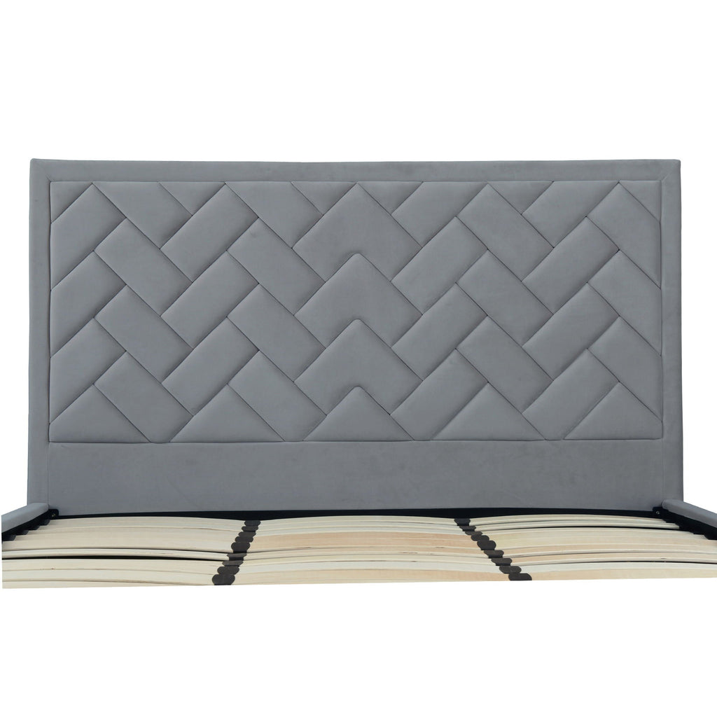 Upholstered Bed with Headboard and Slats - Multiple Colors