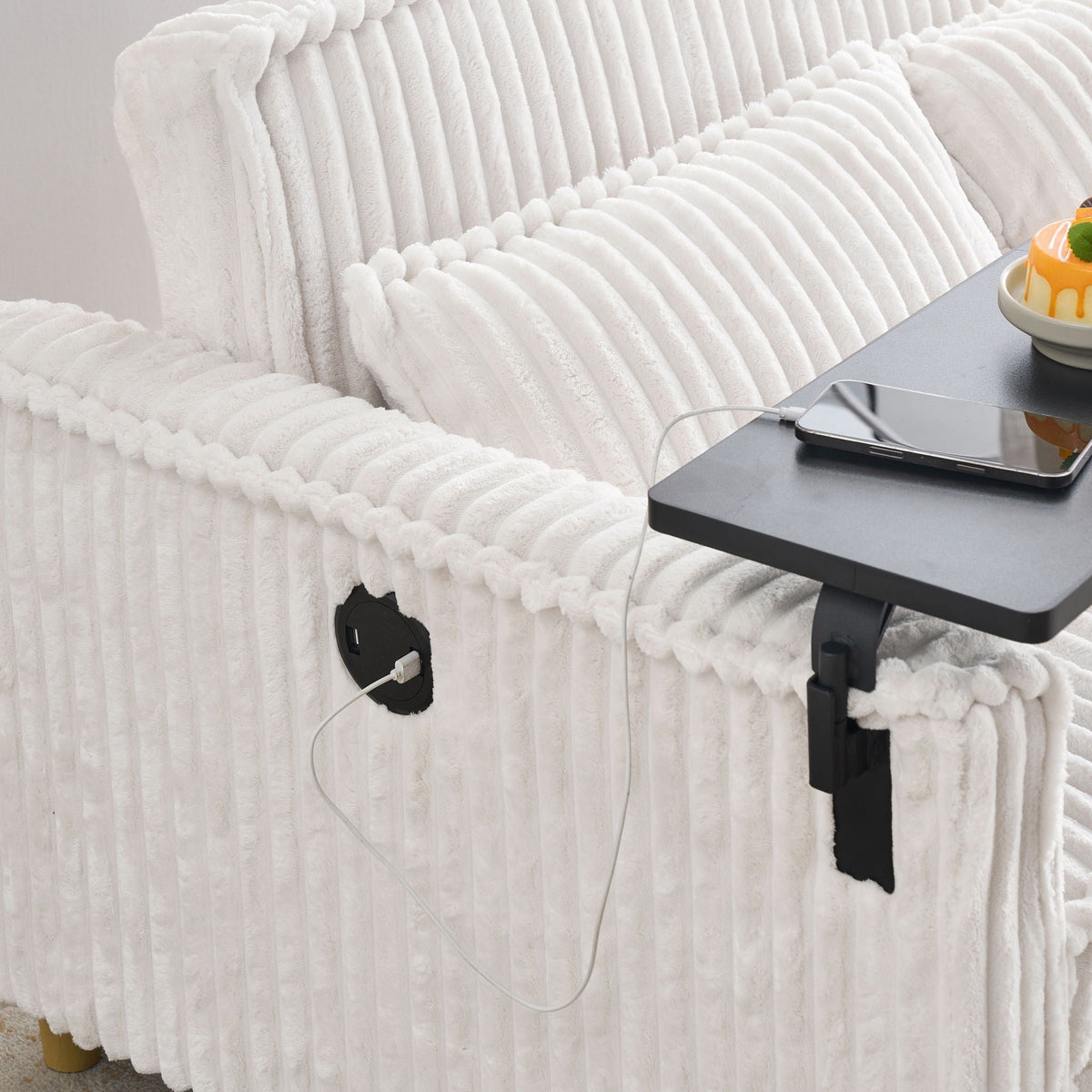 Pull Out Sofa With Movable Tabletop and USB Ports - Multiple Colors