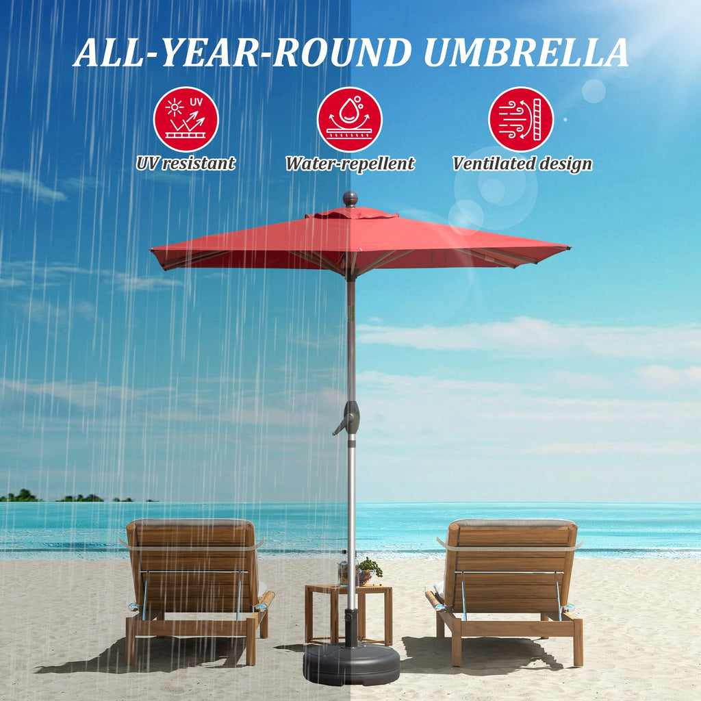 Rectangle Patio Umbrella with Crank Lift and Tilt Function - Brick