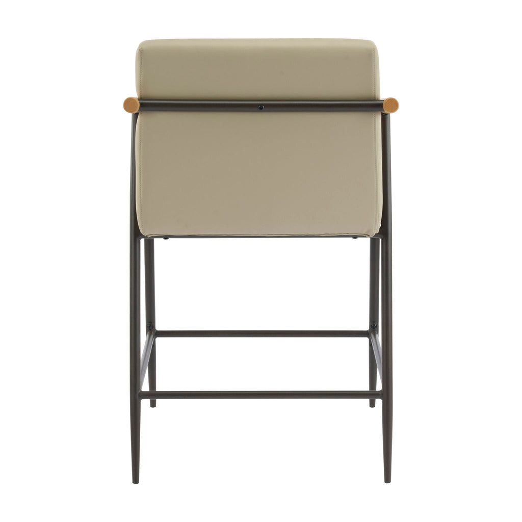 Mid Century Modern Counter Stool Set with Cushions - Khaki