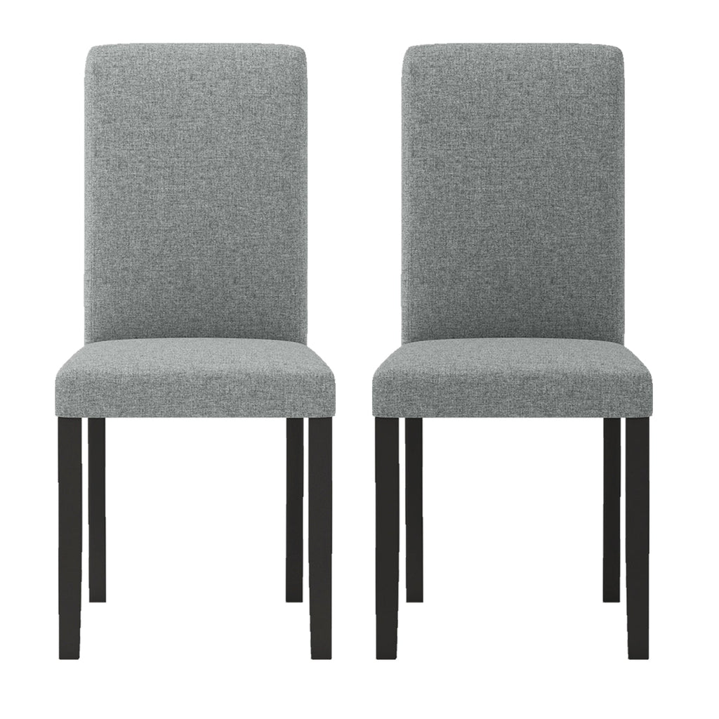 Dining Chair Set of 2 Mid-Century Modern Chairs with Rubber Wood Legs-Gray